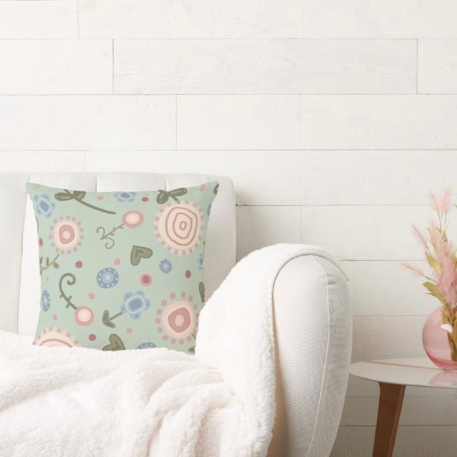 Green Floral Pretty Pattern Inspirivity Pillow (Creator Uploaded)