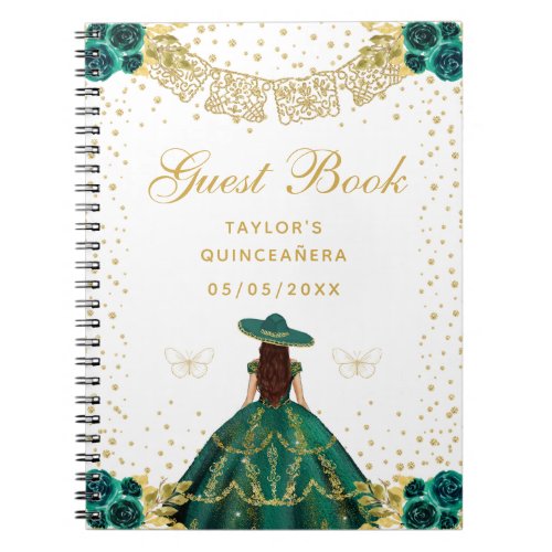 Green Floral Princess Charro Quinceaera Notebook