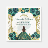 Green Floral Princess Gold Arch Quinceanera