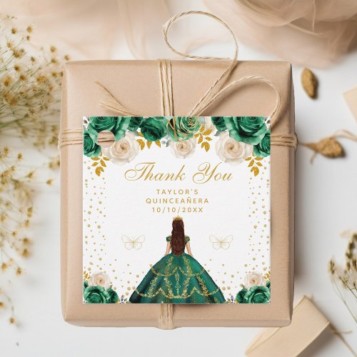 Green Floral Princess Quinceaera Favor Tags