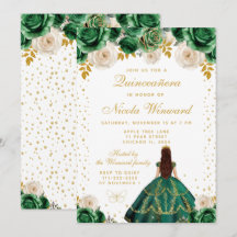 Green Floral Princess Quinceañera