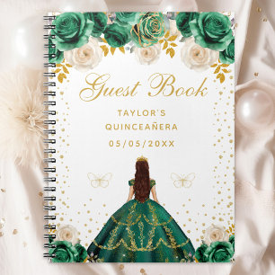 Green Floral Princess Quinceañera Notebook