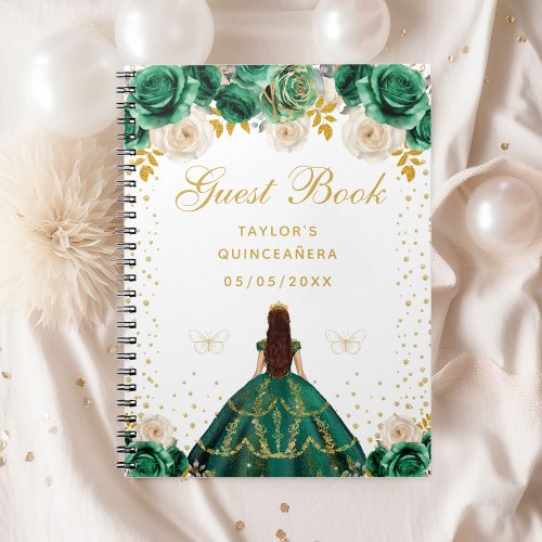 Green Floral Princess Quinceaera Notebook