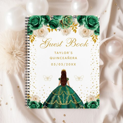 Green Floral Princess Quinceaera Notebook