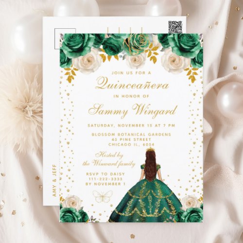 Green Floral Princess Quinceaera Postcard