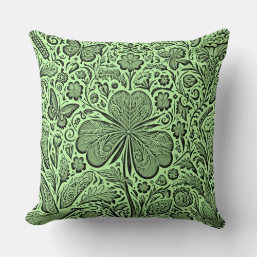 green floral print throw pillow