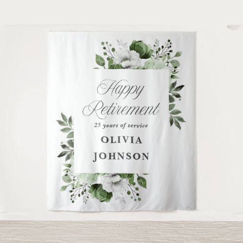 Green Floral Retirement Party Photo Backdrop