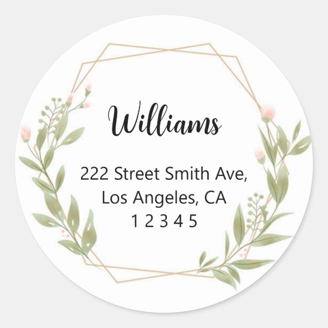 Green Floral Return Address Labels (Front)
