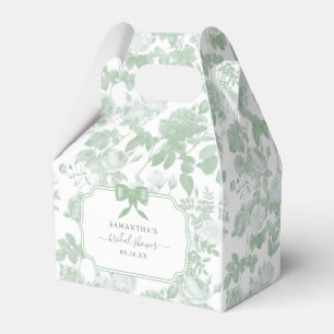 Green Floral Roses Chinoiserie Bridal Shower Favor Boxes