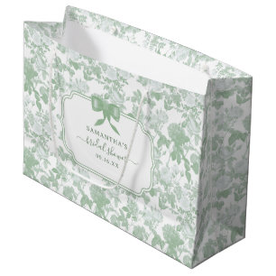 Green Floral Roses Chinoiserie Bridal Shower  Large Gift Bag