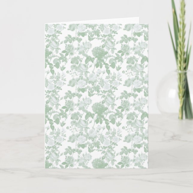 Green Floral Roses French Chinoiserie Pattern Card (Front)