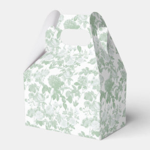 Green Floral Roses French Chinoiserie Pattern Favor Boxes