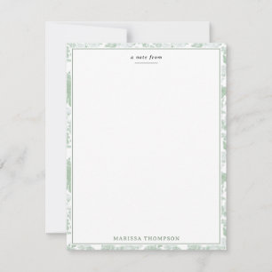 Green Floral Roses French Chinoiserie Pattern Note Card