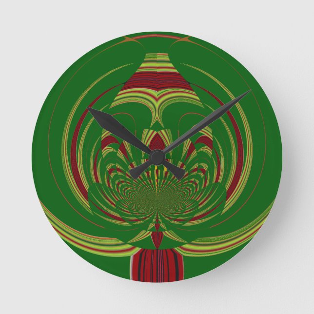 Green Floral Round Clock (Front)