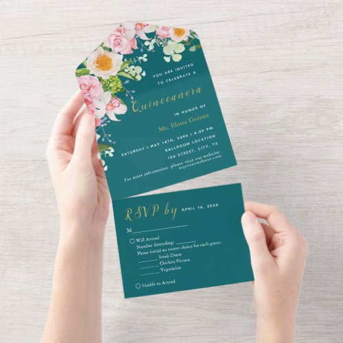 Green Floral RSVP Trifold Event Invitation