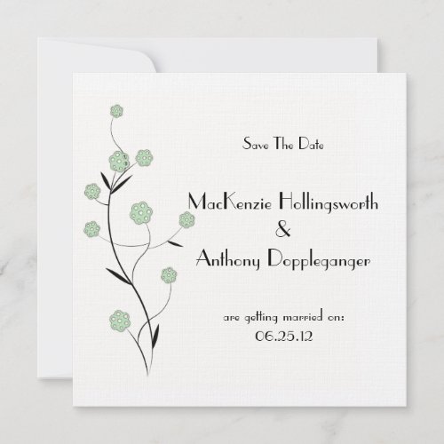 Green Floral Save The Date Invitation