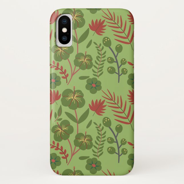 Green floral seamless pattern flower, branch, leaf Case-Mate iPhone case (Back)