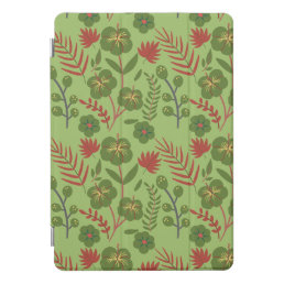 Green floral seamless pattern flower, branch, leaf iPad pro cover