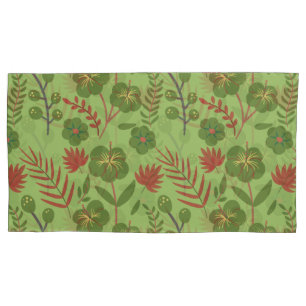Green floral seamless pattern flower, branch, leaf pillow case