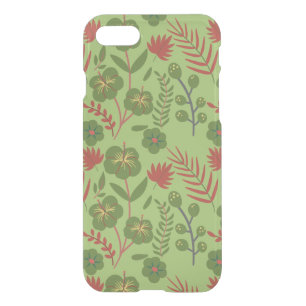 Green floral seamless pattern flower, branch, leaf iPhone SE/8/7 case