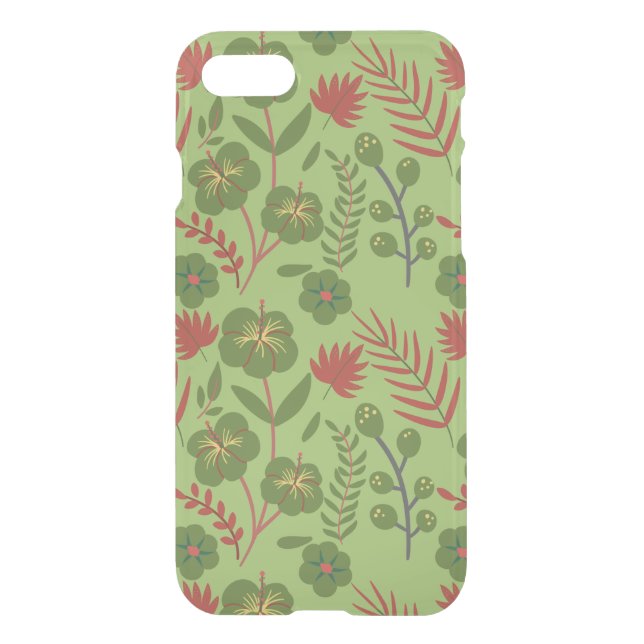 Green floral seamless pattern flower, branch, leaf uncommon iPhone case (Back)