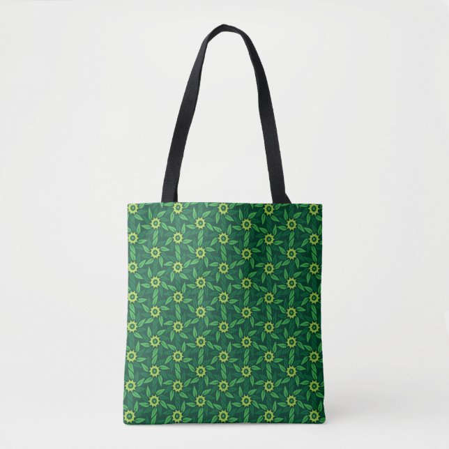 Green Floral Spiral Tote Bag (Front)