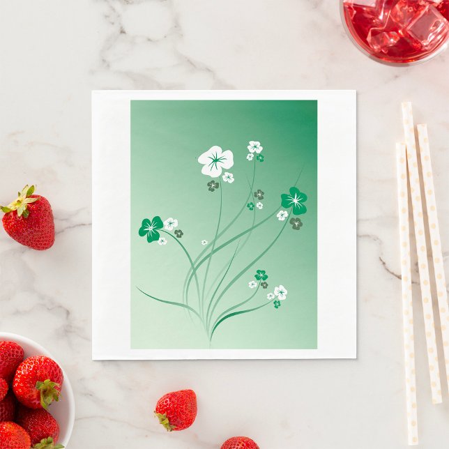 Green Floral Swirls and White Blossoms Napkins (Creator Uploaded)