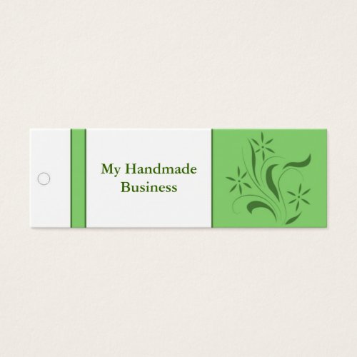 Green Floral Tag Business Cards