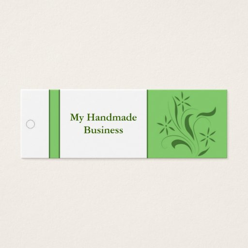 Customizable Green Floral Tag Business Cards