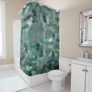 Green Floral Tapestry Shower Curtain