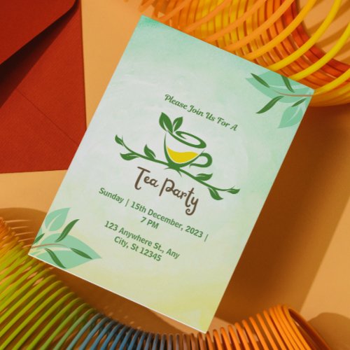 Green Floral Tea Party Invitation