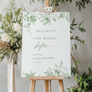 Green Floral The Night Before Rehearsal Dinner Foam Board