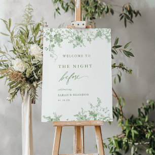 Green Floral The Night Before Rehearsal Dinner Foam Board