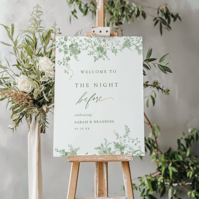 Green Floral The Night Before Rehearsal Dinner Foam Board (Creator Uploaded)