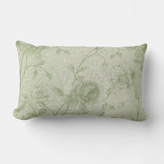Green Floral Throw Pillow