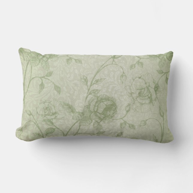 Green Floral Throw Pillow (Front)