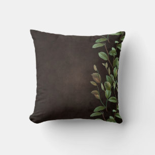 Green Floral Throw Pillow