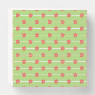 Green Floral Tiles Wooden Box Sign