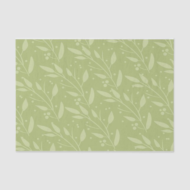 Green Floral Tissue Paper (Front)