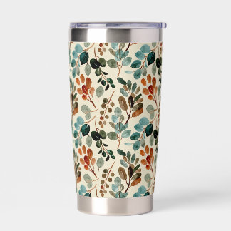 Green Floral Travel Flower Modern Coffee Lover Insulated Tumbler