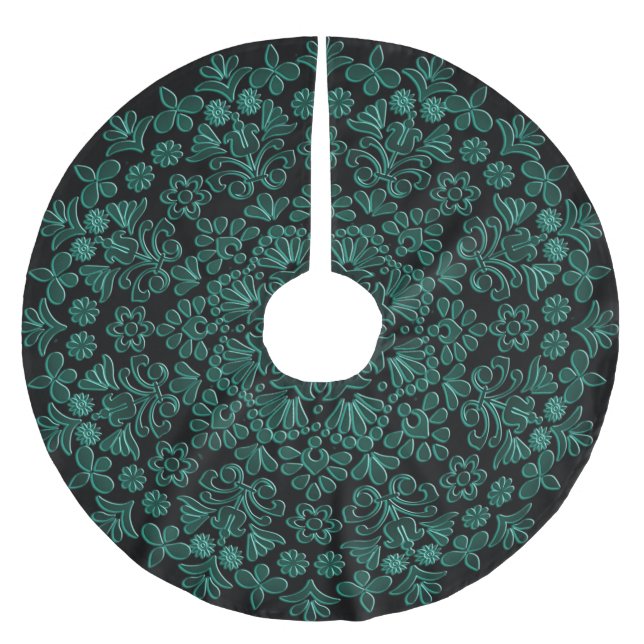 Green Floral Tree Skirt (Front)