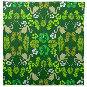 Green Floral Tropical Fruit Patterned Cloth Napkin