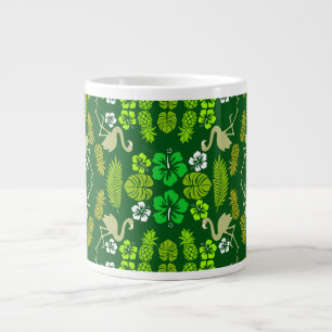 Green Floral Tropical Fruit Patterned Giant Coffee Mug