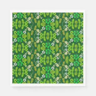 Green Floral Tropical Fruit Patterned Napkins