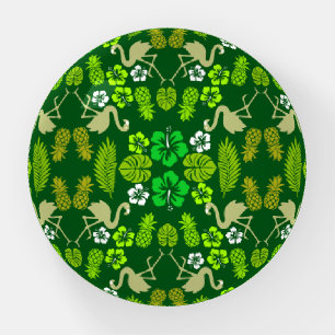 Green Floral Tropical Fruit Patterned Paperweight