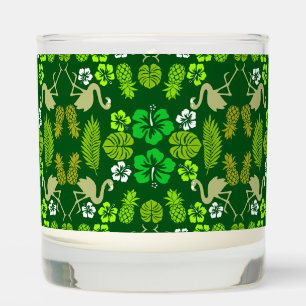 Green Floral Tropical Fruit Patterned Scented Candle