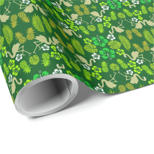 Green Floral Tropical Fruit Patterned Wrapping Paper