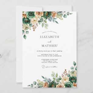 Green Floral Verdant Wedding Invitation