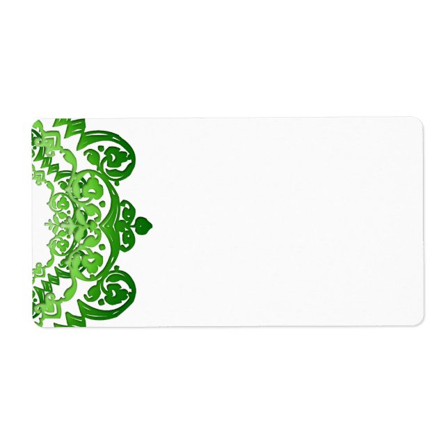 Green Floral Vintage Art Large Labels (Front)