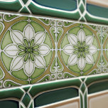Green Floral Wall Decor Art Nouveau Backsplash Ceramic Tile<br><div class="desc">Welcome to CreaTile! Here you will find handmade tile designs that I have personally crafted and vintage ceramic and porcelain clay tiles, whether stained or natural. I love to design tile and ceramic products, hoping to give you a way to transform your home into something you enjoy visiting again and...</div>